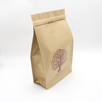 customized printed brown coffee kraft  bag ziplock