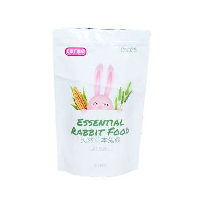 stand up pouch plastic tear notch rabbit food bag